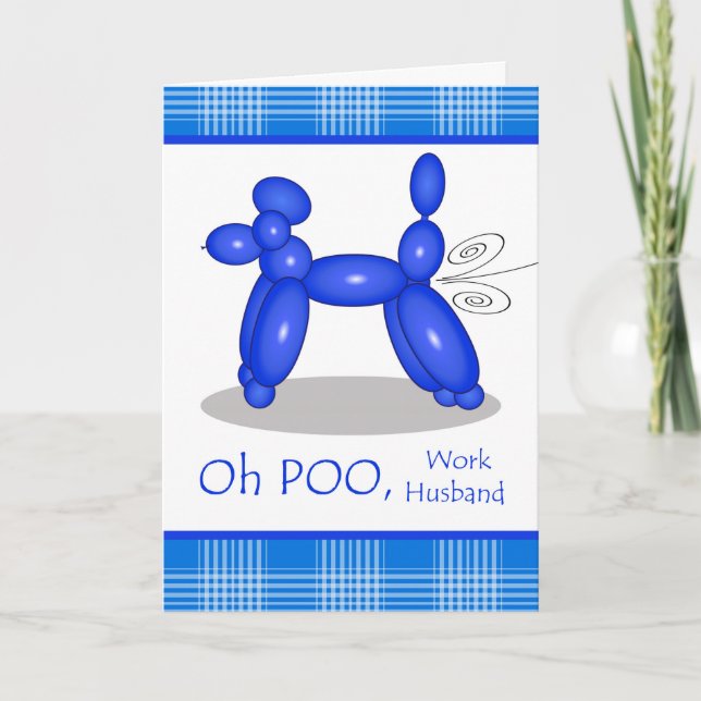 Funny Belated Birthday for Work Husband, Poodle Card (Front)