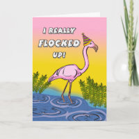 Funny Belated Birthday with Flocked Up Flamingo