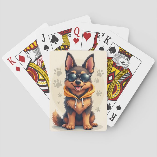 Funny Belgian Shepherd Kawaii Dog Playing Cards (Back)