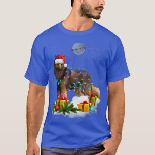 Funny Belgian Tervuren Dog Christmas Lights Santa T-Shirt