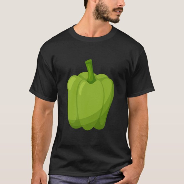 Funny Bell pepper Green Fruit Halloween Costume T-Shirt (Front)
