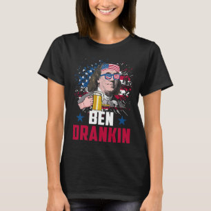 Funny Ben Drankin 4th Of July Usa Flag Men Drinkin T-Shirt