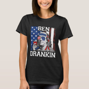 Funny Ben Drankin 4th Of July Usa Flag Men Drinkin T-Shirt