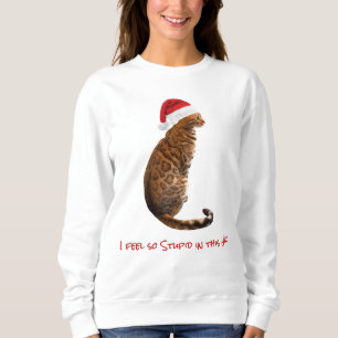 Funny Bengal Cat in Santa Hat Christmas Gift Sweatshirt