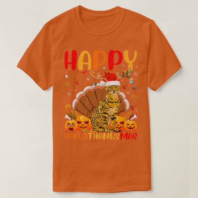 Funny Bengal Cat Lover Happy Bengal Cat HelloThank T-Shirt (Design Front)