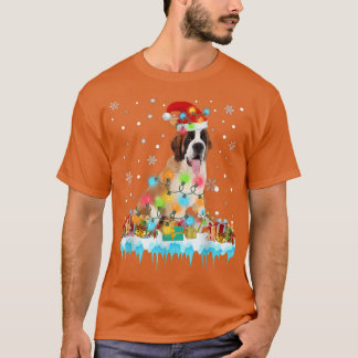 Funny Bernard Dog Tree Christmas Lights Xmas Pajam T-Shirt