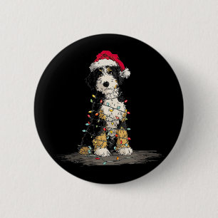 Funny Bernedoodle Christmas Graphics Dog Lights Lo 6 Cm Round Badge
