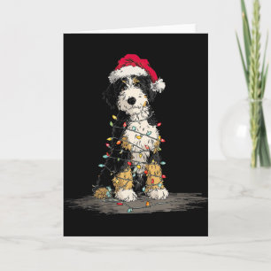 Funny Bernedoodle Christmas Graphics Dog Lights Lo Card