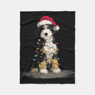 Funny Bernedoodle Christmas Graphics Dog Lights Lo Fleece Blanket