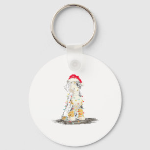 Funny Bernedoodle Christmas Graphics Dog Lights Lo Key Ring