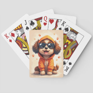 Funny Bernedoodle Kawaii Dog Playing Cards