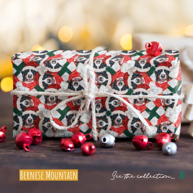 Funny Bernese Mountain Dog Christmas Wrapping Paper (Creator Uploaded)