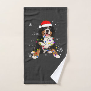 Funny Bernese Mountain Dog Lights Christmas Matchi Hand Towel