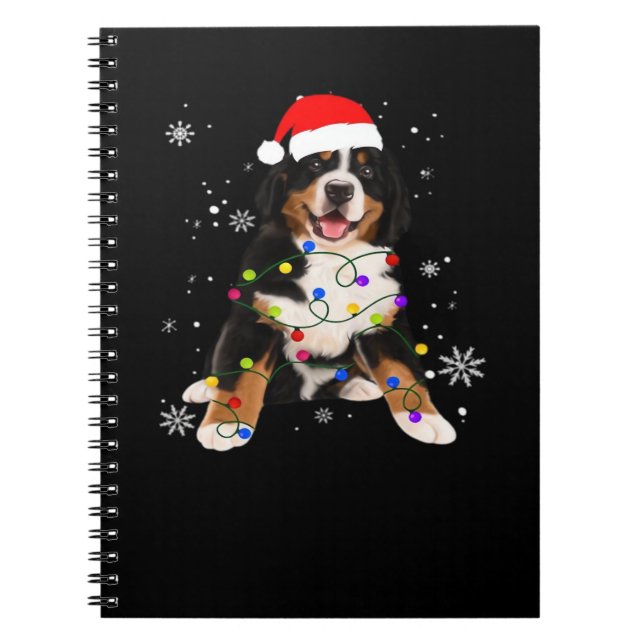 Funny Bernese Mountain Dog Lights Christmas Matchi Notebook (Front)