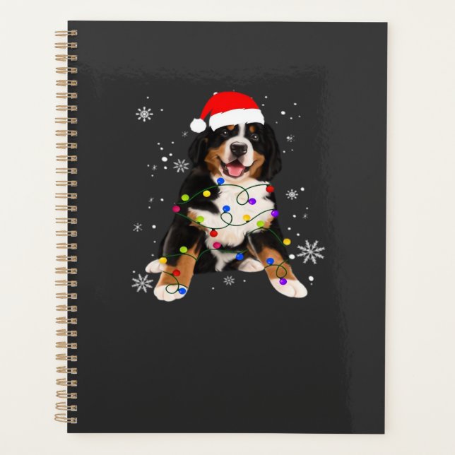 Funny Bernese Mountain Dog Lights Christmas Matchi Planner (Front)