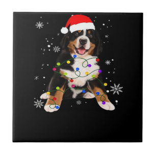 Funny Bernese Mountain Dog Lights Christmas Matchi Tile