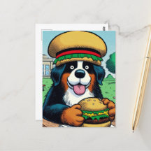 Funny Bernese Mountain Dog With Cheeseburger