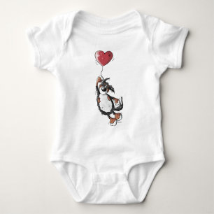 Funny Bernese Mountain Dog With Heart Balloon Baby Bodysuit