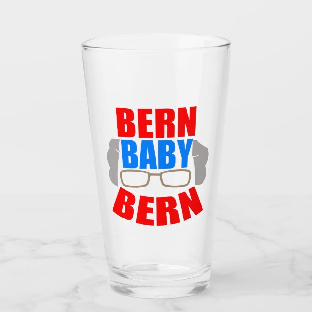 Funny Bernie Sanders Bern Baby Bern Glass (Front)
