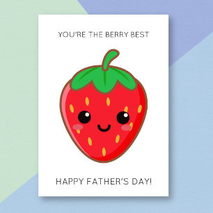 Funny Berry Best Dad Strawberry Father's Day Card