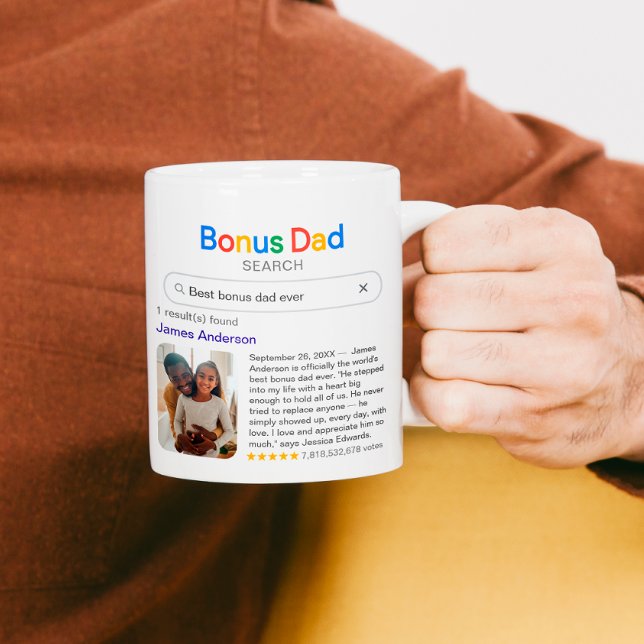 Funny Best Bonus Dad Ever Search Result With Photo Coffee Mug (Creator Uploaded)
