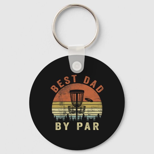Funny Best Dad By Par Disc Golf Father's Day Men  Key Ring (Front)