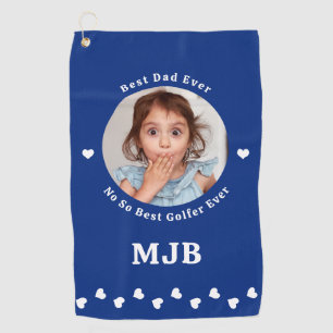 Funny Best DAD Ever Personalised Golfer Blue Golf Towel