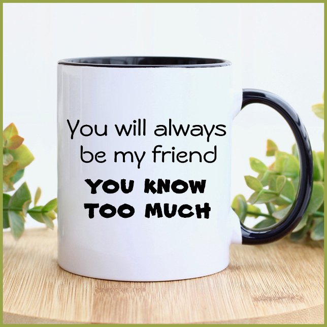 Funny best friends forever modern quote typography mug (Best friends forever funny, simple black and white quote. Typography design for a cute, trendy gift.)
