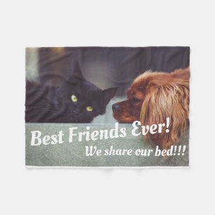Funny Best Friends Forever Photo Pets Fleece Blanket