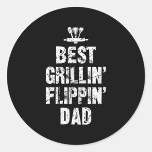 Funny Best Grilling Flipping Dad Bbq Meat Grill Vi Classic Round Sticker