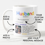 Funny Best Husband Ever Search Results With Photo Coffee Mug<br><div class="desc">This funny modern "Husband Search" mug is the perfect blend of humour and love, designed to brighten your husband's day. With a playful "Husband Search" logo, it's as if your beloved spouse has topped the charts as the "Best Husband Ever." The single search result showcases his name, a cherished photo,...</div>