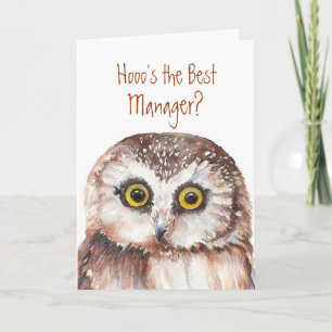 Funny Best Manager? Thank You Wise Owl Humour Card
