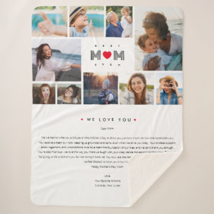 Funny Best Mum Ever Mother's Day 10 Photos collage Sherpa Blanket