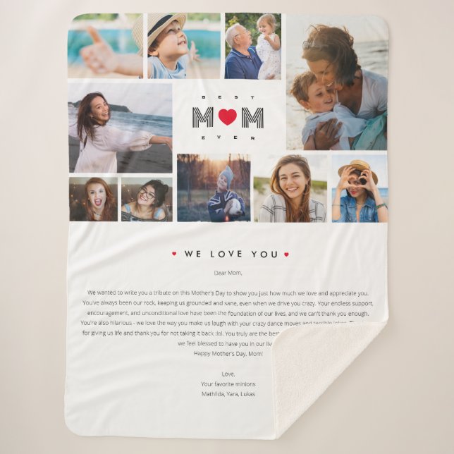 Funny Best Mum Ever Mother's Day 10 Photos collage Sherpa Blanket (Front)
