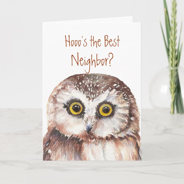 Funny Best Neighbour? Thank You Wise Owl Humour (Front)