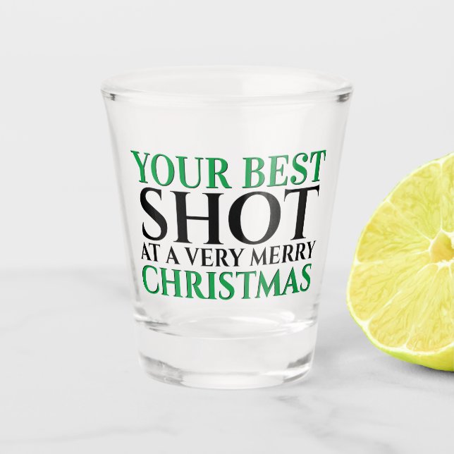 Funny best shot at a merry Christmas pun bar gift Glass (Front)
