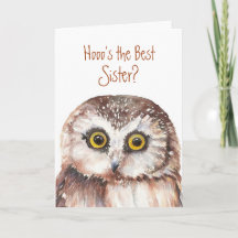Funny Best Sister? Birthday Wise Owl Humour