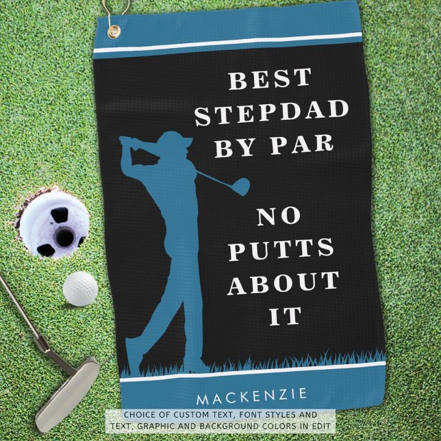 Funny Best Stepdad By Par - No Putts About It Golf Towel (Creator Uploaded)