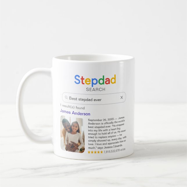 Funny Best Stepdad Ever Search Result With Photo Coffee Mug (Left)