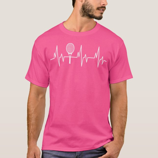 Funny Best Tennis Player Fans Ekg Heartbeat T-Shirt (Front)