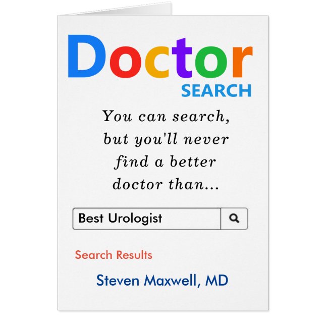 Funny Best Urologist Search Thanks (Front)