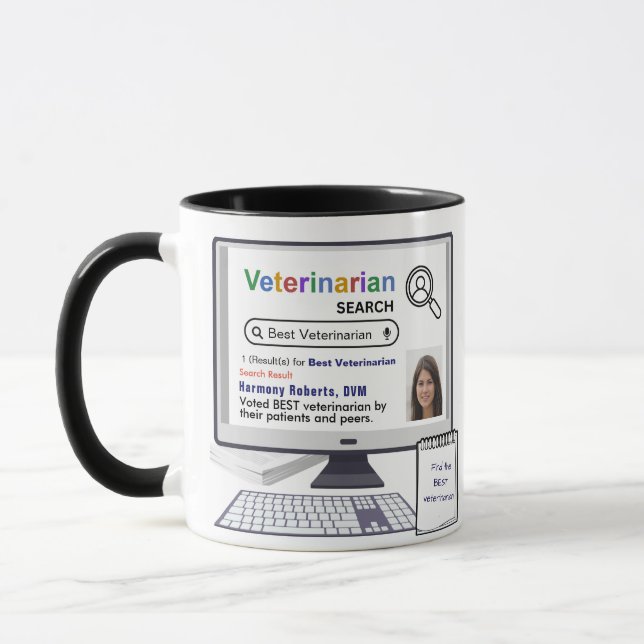 Funny Best Veterinarian Search Result With Photo Mug (Left)