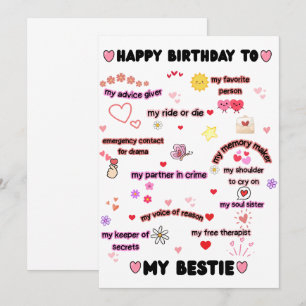 Funny Bestie Birthday Card for Friend & Bestie