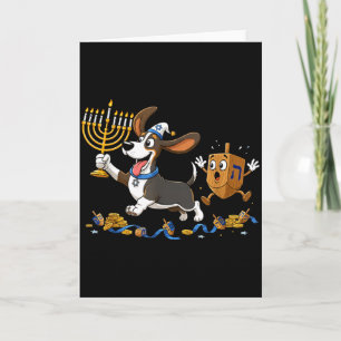 Funny Bet Hound Dreidel Menorah Hanukkah Kids Wome Card