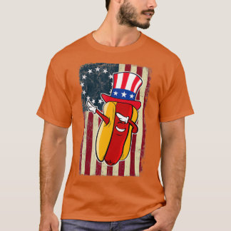 funny Betsy Ross Flag dabbing Hot dog patriotic T-Shirt
