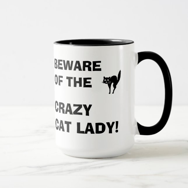 Funny Beware of the Crazy Cat Lady Mug (Right)