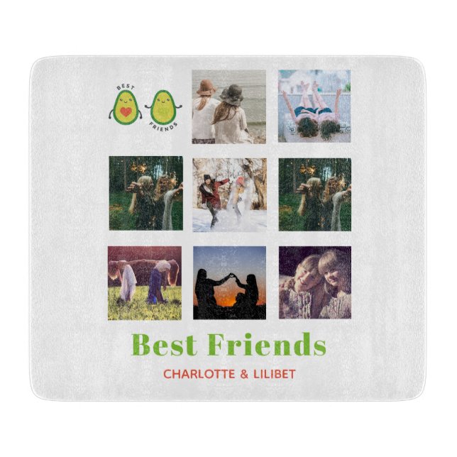 Funny BFF PHOTO COLLAGE Gift Personalised AVOCADO Cutting Board (Front)