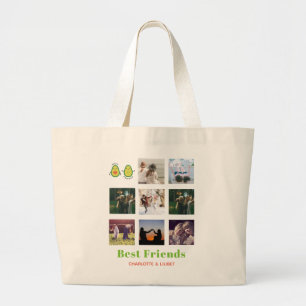 Funny BFF PHOTO COLLAGE Gift Personalised AVOCADO Large Tote Bag