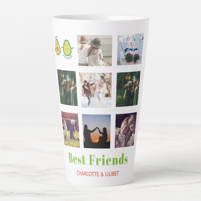 Funny BFF PHOTO COLLAGE Gift Personalised AVOCADO Latte Mug (Front)