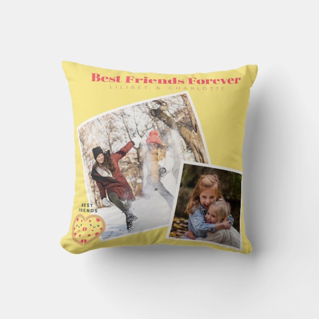 Funny BFF PHOTO COLLAGE Gift Pizza Friends Cushion (Front)